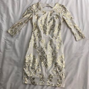 White & gold embellished bodycon dress